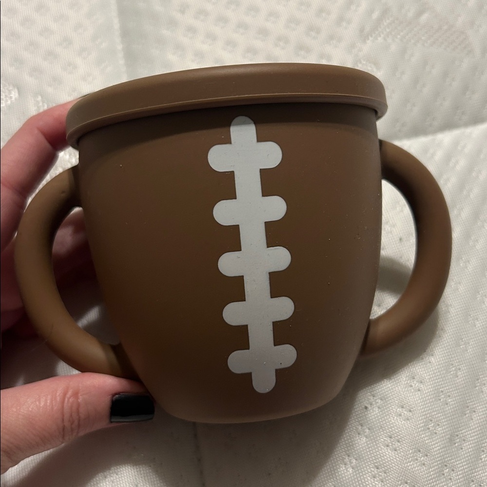 Brown Football-Themed snack cup rubber